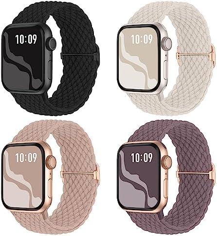 Braided Stretchy Solo Loop Compatible for Apple Watch Band 38mm/40mm/41mm/42mm for Women Men, Nylon Elastic Straps Wristbands for iWatch Series 10 