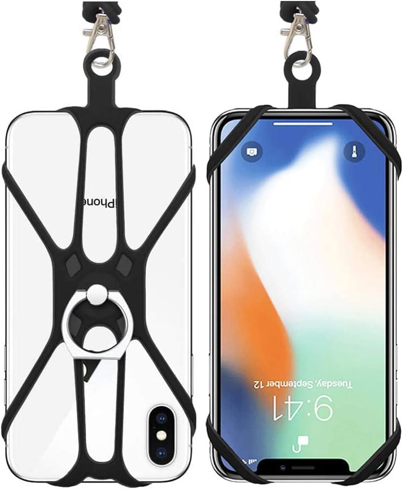 2 Pcs Cell Phone Lanyard Crossbody with Adjustable Neck Strap and Phone Ring Grip,Universal Smartphone Lanyard for iPhone Lanyards for Around The Neck Compatible with Most Smartphones