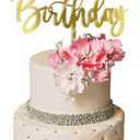 Handmade happy birthday Cake Topper, Happy Birthday Cake Bunting Decor,Birthday Party Decoration Supplies (Acrylic gold)