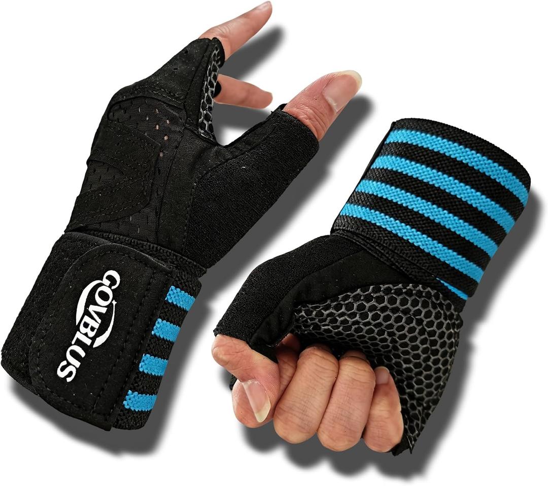 Workout Gloves for Men and Women,Gym Gloves for Weight Lifting with Wrist Support,Exercise,Rock Climbing, Biking,Training,Fitness,Pull up,Fingerless, Breathable and Snug fit