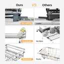 SNTD Dish Drying Rack - Extendable Dish Rack, Large Sink Drying Dish Drainer for Kitchen Counter, Stainless Steel Dish Strainer with Utensil Holder (Silver)