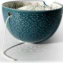 UCDRMA Crochet Yarn Bowl for Knitting, Ceramic Yarn Holder Crocheting Bowl with 3D Relief Pattern, 6in Large Crochet Holder Bowls for Yarn of All Types, Great Decorative Knitting Crochet Supplies
