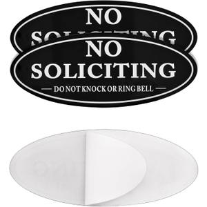 Kichwit 2 Pack No Soliciting Sign for Door, Do Not Knock or Ring Bell Sign, Black, 2.8 x 7, Keeps Unwanted Visitors Away
