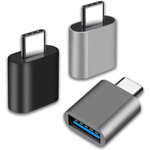 USB C to USB Adapter, Type C Thunderbolt 4 OTG Converter, USB C Male to USB 3.0 Female Adapter (3-Pack) for Apple MacBook Pro, Mac Book, iPad, Samsung Galaxy S20-S23 and More (Black/Grey/Silver)