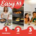 Gourmia Air Fryer Accessories Set - 3 Piece Silicone, Liner, Egg Bite Cooker, 7-Hole Cupcake Mold, BPA-Free, Nonstick, Heat Resistant 445F, Dishwasher Safe, Food Grade