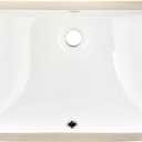Rectangular Undermount Bathroom Sink - 20 X 15 inch Vessel Sink,Undermount Bathroom Sink Rectangle, White Ceramic Lavatory Vanity Basin with Overflow