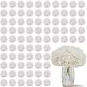 100 PCS Ivory Hydrangea Artificial Flowers, Faux Hydrangea Flowers Silk Full Flowers Heads with Stems for Wedding Centerpieces, Home, Garden, Baby Shower, Party Decoration (Medium)