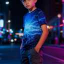 Funnycokid Boys Girls Shirts Graphic T-Shirt Neon Clothes Kids Novelty Youth Short Sleeve Animal Print Tees 4-16 Years