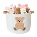 INough Cotton Rope Basket Toy Storage Baskets for kids Laundry Hamper, Gift Basket Empty Baby Shower Baskets with Handles, Cute Bins Blanket Stuffed Animal Storage for Nursery, Living Room Decor, Bear (Medium)