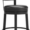 Signature Design by Ashley Valebeck Faux Leather Pub Height Swivel Barstool, 24.38" Seat Height, Black (Counter)