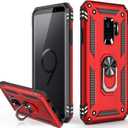 LUMARKE for Galaxy S23 FE Case with Screen Protector, Pass 16ft. Drop Tested Military Grade Protective Phone Cover with Magnetic Ring Kickstand Compatible with Car Mount Holder Red