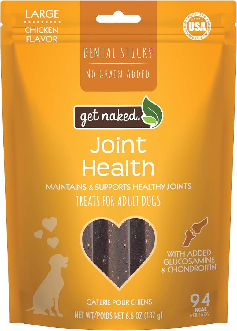 Get Naked Grain Free 1 Pouch 6.6 Oz Joint Health Dental Chew Sticks, Large (EXP 08/03/27)