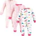 Hudson Baby Unisex Baby Cotton Sleep and Play (Pink, M)