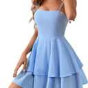 Women's Backless Bow Tie Short Dress Summer Models Sexy Halter Dresses (Blue) Small