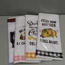 LXOMILL Funny Kitchen Towels, Cute Decorative Dish Towels Sets, Absorbent Waffle Hand Towels, Housewarming Gifts for New Home, Women, Mom, Set of 4, Funny House Warming Presents, Hostess Gifts (4 Pack-food)