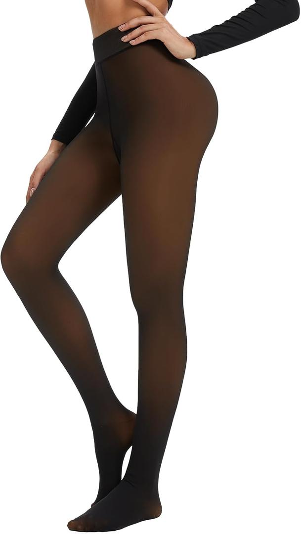 Fleece Lined Tights Leggings Women Black,Fleece Lined Tights Thermal Warm or Winter Skintone Sheer (X-Large, Toffee Glow)