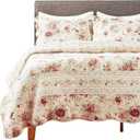 Greenland Home Antique Rose Full/Queen Quilt Set, Ecru