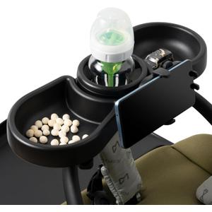 Universal Stroller Snack Tray - 4-in-1 Clip on Strollers Cup and Phone Holder Attachment Accessories, Double Bottle Drink Cupholder Tray for Bike Walker Wheelchair