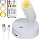 LED Wireless Spotlights with Remote Up Lights Indoor Dimmable Picture Light Battery Operated with Timer, Rechargeable Spot Lights Accent Uplighting for Plant Wall Art Dartboard 2pc
