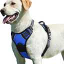 Eagloo Dog Harness for Large Dogs, No Pull Service Vest with Reflective Strips and Control Handle, Adjustable and Comfortable for Easy Walking, No Choke Pet Harness with 2 Metal Rings, Blue, L