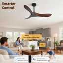 Outdoor Ceiling Fan Without Light, 42Inch Smart Ceiling Fan with Remote & Voice Control for Alexa/Google, 3-Blade Wood Fan, Quiet DC Motor, 6 Speeds for Patio, Porch, Farmhouse, Dark Walnut