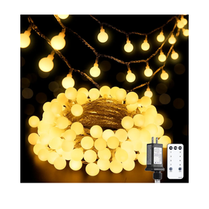 JMEXSUSS 100 LED Connectable Globe String Lights Indoor Bedroom, 33ft Warm White Christmas Lights Plug in with Remote, 8 Modes Hanging Fairy Light Outdoor for Room Classroom Party Valentine Day Decor