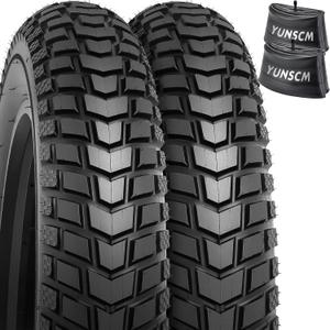 2-PCS 20"/24"/26" Heavy Duty E-Bike Tires 20x4.0/98-406 24x4.0/98-507 26x4.0/98-559 and Bike Tubes Compatible with 20/24/26 x 4.0 Fat E-Bike All-Terrain Directional Tread Bicycle Tires and Tubes