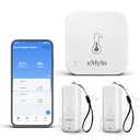 eMylo WiFi Thermometer Hygrometer 3 Pack, Smart Indoor Temperature Humidity Sensor with 2 IP65 Outdoor Sensors, App Alert, Data Export, 492ft Range, 2.4GHz Only for Home Greenhouse Monitoring
