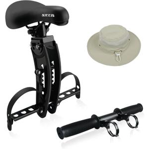 Kids Bike Seat with Handlebar Attachment, Detachable Front Mounted Child Bicycle Seats with Foot Pedals for Children 2~5 Years, Compatible with All Adult Mountain Bikes (Handle+Seat)