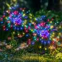 PEVOROS Garden Decor Solar Lights Outdoor,120LED Waterproof Colorful Solar Fairy Garden Lights for Outdoor Decoration,Yard, Patio, Porch,Flower Pot,Pathway,Christmas (2Pack) (Multi-colored)
