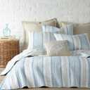 Levtex Home - Ipanema Quilt Set - King/Cal King Quilt + Two King Pillow Shams - Coastal - Blue, Taupe and Cream - Quilt Size (106x92in.) and Pillow Sham Size (36x20in.) - Reversible - Cotton Fabric