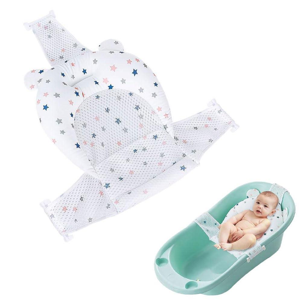 Baby Bath Seat Support Net Soft Infant Bathing Seat Support Mat Suspension Shower Pad Adjustable Non-Slip Newborn Bathtub Sling Mat Baby Sink Bather Tub Shower Net Bathtub Sit Up Mesh 0-6 Month