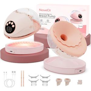 Heated Wearable Breast Pump, Electric Hands-Free Breast Pump with Voice Reminder & Auto-Stop Fuction, 6 Modes/12 Levels Hospital Grade Suction with 3 Flange Sizes, Ultra-Slim for in-Bra Use, 2 Pack