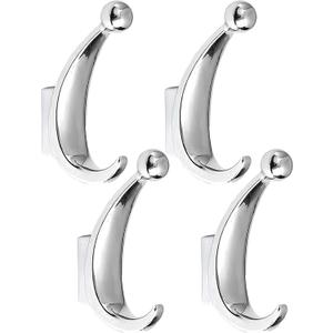 4 Pack Bathroom Towel Hooks, Screw in Metal Robe & Coat Hooks for Wall(Chrome)