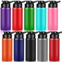 8 Pieces 18oz Reusable Aluminum Water Bottles Bulk Multicolor Outdoor Sports Water Bottles for Travel, Gym, Hiking, Cycling, Camping, Fishing, Snap Lid(Multicolor), 6 Socks and 6 Bag