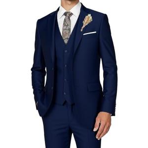Men's Suits 3 Piece Slim Fit Dress Tuxedo for Men Two Button Solid Jacket Vest Pants Set, Size XL
