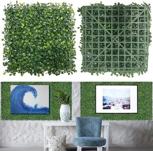 Paistao Artificial Grass Wall Backdrop Panels,10"x 10"(24Pcs) Faux Boxwood Panels for Interior Wall, Backdrop Wall, Garden Wall and Indoor Outdoor Plant Wall Decor