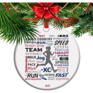 Running Lover Christmas Ornament, XC Running Gift, Cross Country Gifts for Female Runner Marathoner (C3)