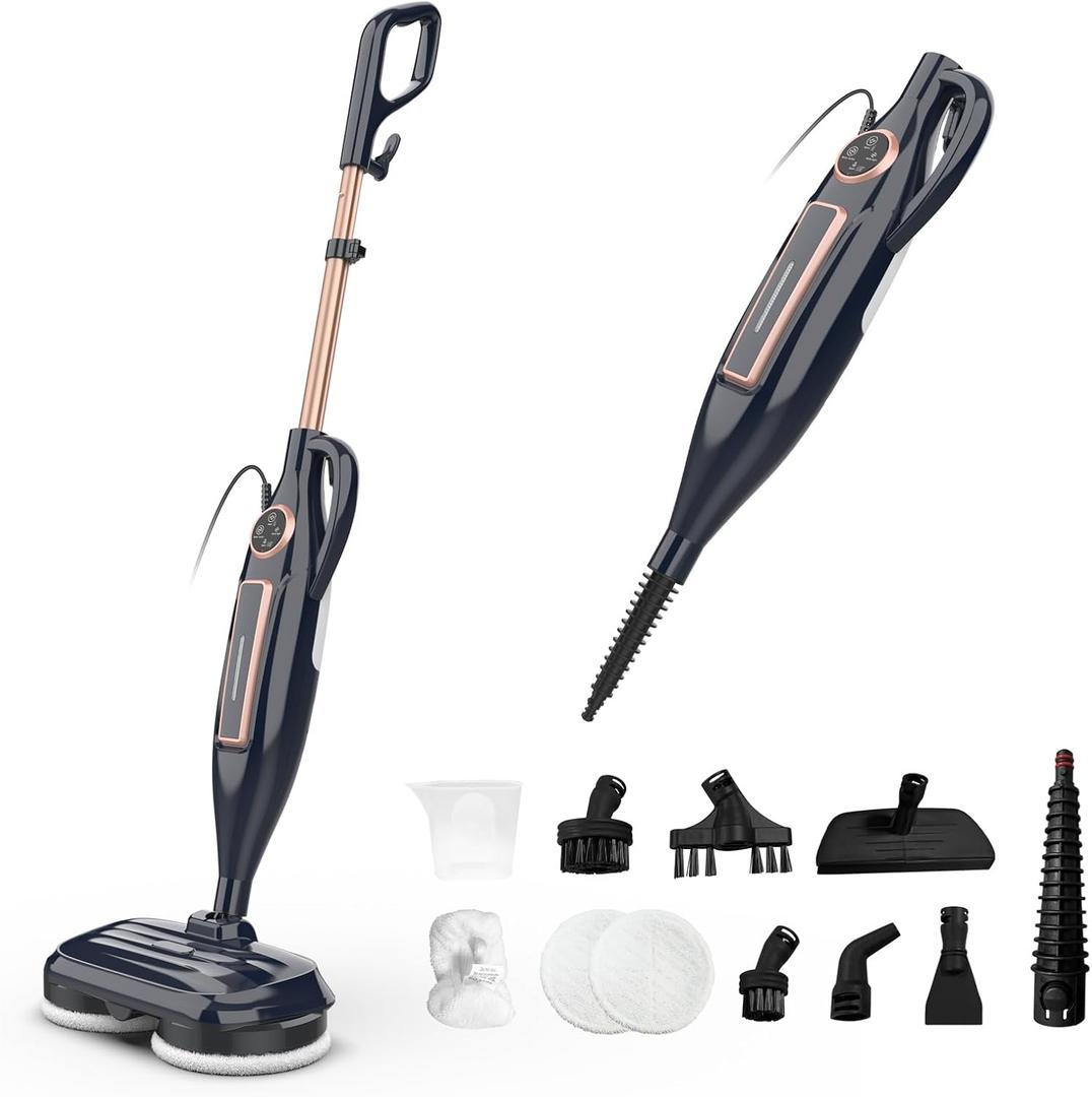 DEVOAC VM6 Scrubbing Steam Mop with Rotating Mop Pads, 10 in 1 Steam Mop, Lightweight Spin Mop & 3 Steam Modes for Hard Floor Laminate Marble Floors