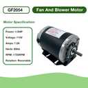 GF2054 Blower Motor 1/2 hp 115 Volts 7.2A 1725 RPM 60Hz 48 Frame Belt Drive Replacement for AO Smith BF2054 Packard 45012 GE 4708 Emerson 8200