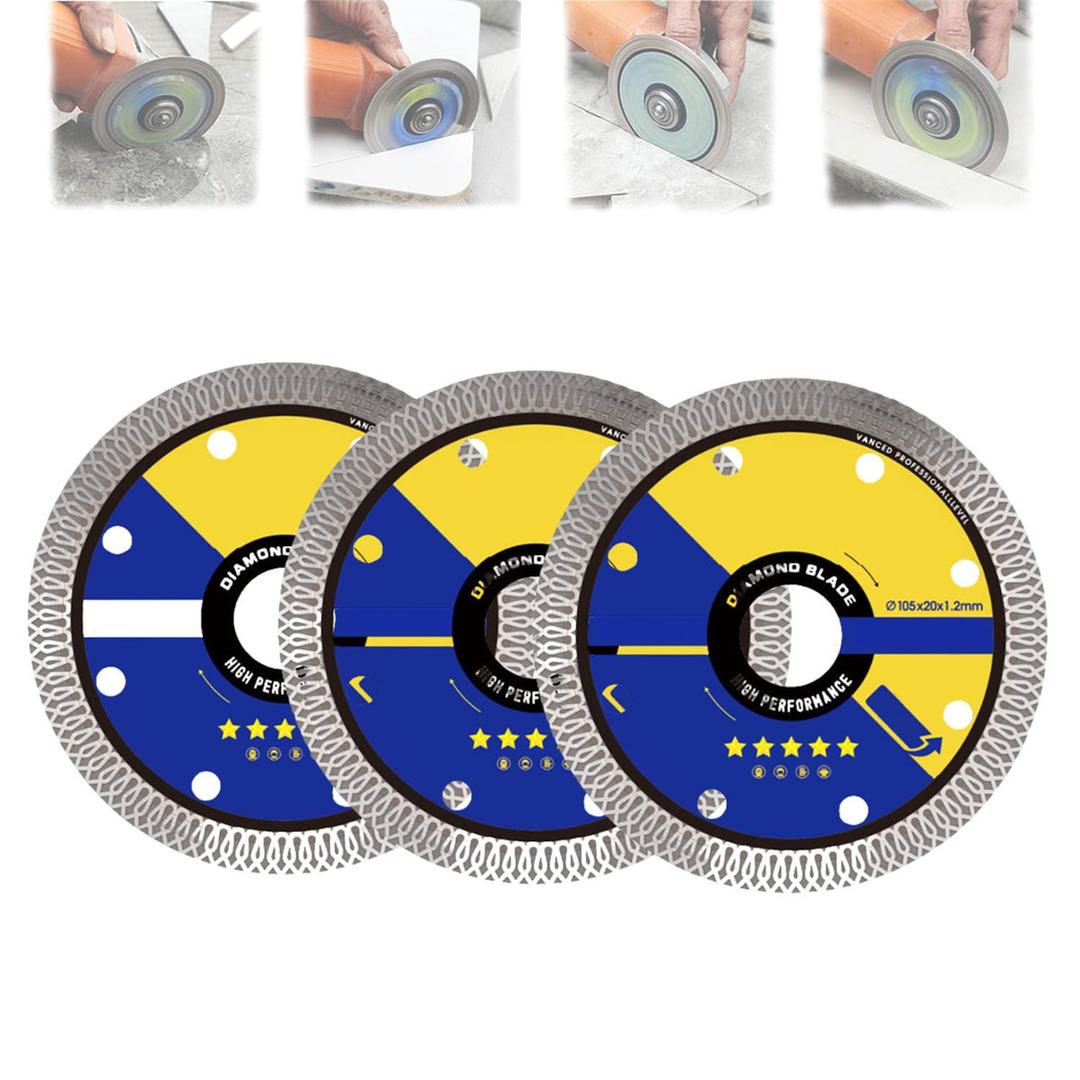 DYJAGYO Super Thin Ceramic Tile Cutting Discs, Diamond Cutting Wheel for Porcelain Tile Granite Marble, Dry & Wet Cutting Blade, No Chipping, Compatible with Angle Grinder (3Pcs)