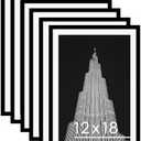 PEALSN 12x18 Picture Frame Set of 6, Display Pictures 11x17 with Mat or 12x18 Without Mat for Wall Mounting Display, Poster Frames Collage for Wall Decor, Black.