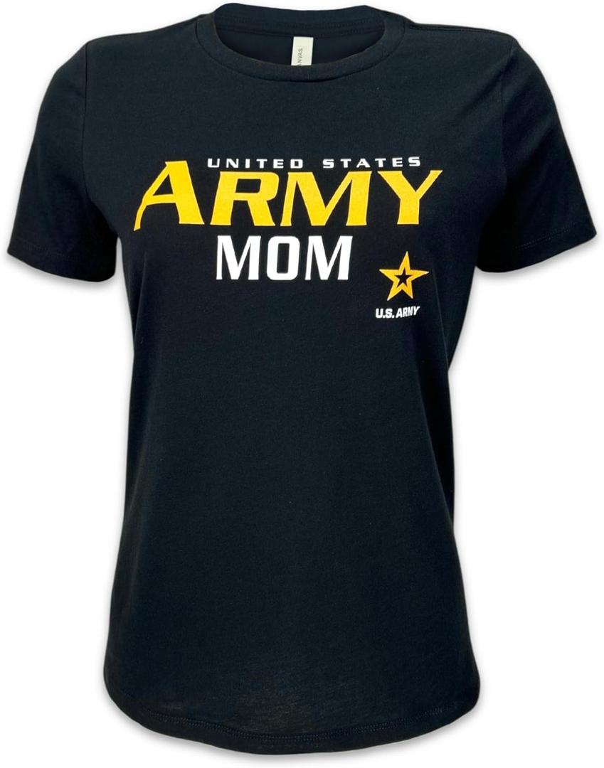 Armed Forces Gear Ladies US Army Mom Short-Sleeve T-Shirt - Official Licensed United States Army Shirts for Women (Black, XL)