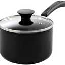 Cook N Home Nonstick Sauce Pan with Glass Lid, 1-Quart Saucepan Non Stick Small Cooking Milk Aluminum Pot, Black
