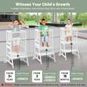 COSYLAND Kids Kitchen Step Stool, Height Adjustable Toddler Standing Tower Nursery Helper with CPC & FSC Certification, Removable Safety Railing Enjoys Exclusive PatenWhite