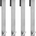 Kontoyo Shower Door Hooks(10 Inch),Extended Over Door Hooks for Bathroom Frameless Glass Shower Door,Stainless Steel Towel Hooks,Heavy Duty Rack Hooks for Robe,Towel-4 Pack-Silver