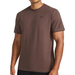 Reebok Men's Short Sleeve Crewneck Embroidered T-Shirt, Standard Fit, Lightweight Stretch Cotton Fabric (Medium, Bracken - Vector Embroidery)