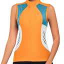 Little Donkey Andy Women's Half Zip Breathable Cycling Vests Reflective Sleeveless Jerseys Shirts Running 4 Rear Pockets Orange S (S)