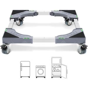 W B D WEIBIDA Appliance Dolly Cart with 4 Locking Twin Wheels Mini Fridge Stand Adjustable Furniture Mover Mobile Roller Base for Washing Machine, Dryer, Refrigerator, Laundry Pedestal (Grey)