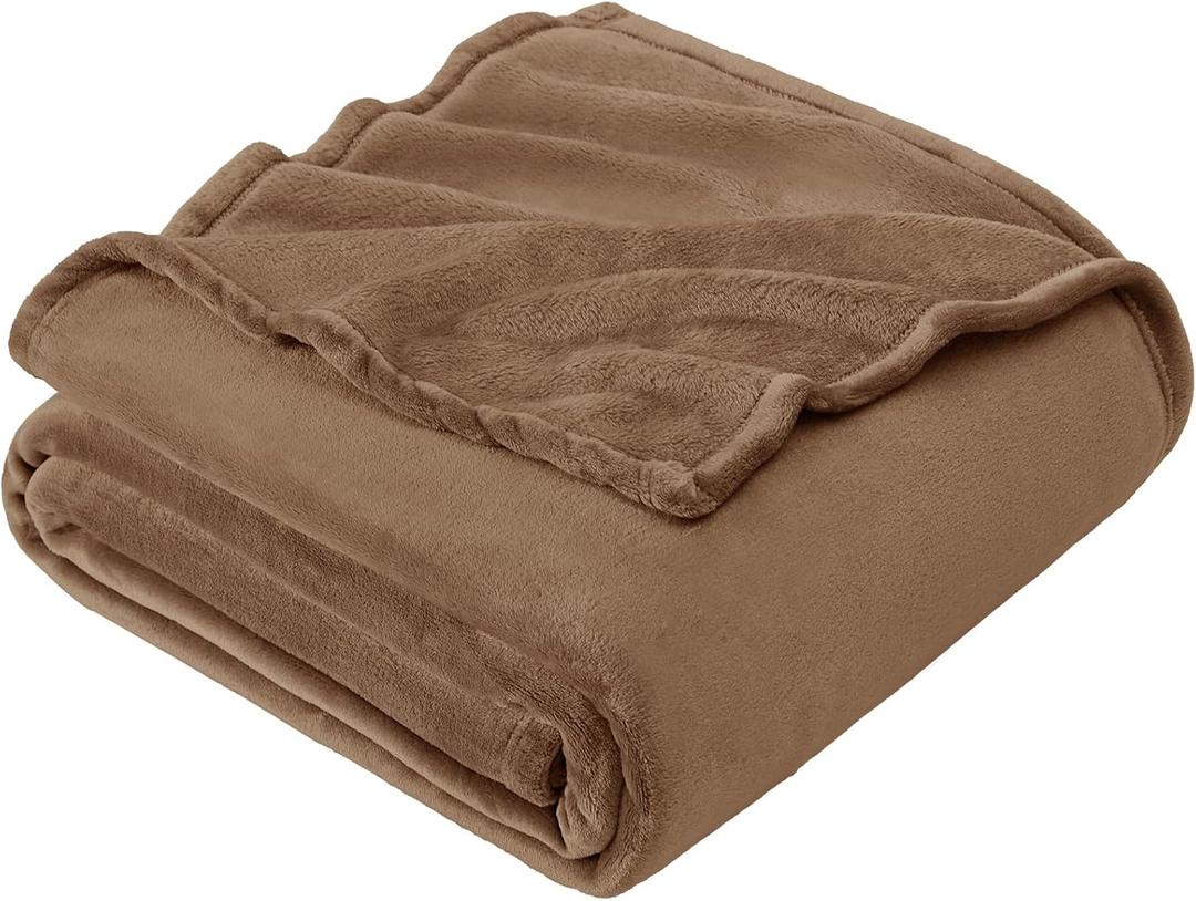 Hansleep Fleece Blanket Twin Size Taupe, Soft Cozy Twin Blanket, Fuzzy Flannel Blanket for Bed, Sofa, Couch, Travel, Camping, Camel, 60x80 Inches